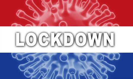 Netherlands lockdown preventing coronavirus epidemic or outbreak. Covid 19 Dutch precaution to lock down disease infection - 3d Illustrationの写真素材
