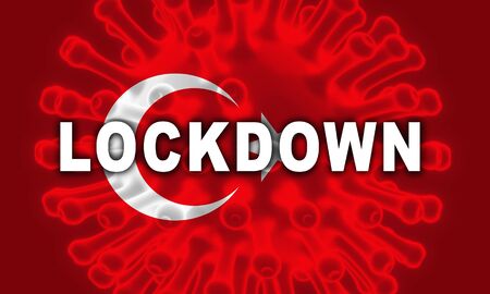 Turkey lockdown preventing ncov epidemic or outbreak. Covid 19 Turkish precaution to isolate disease infection - 3d Illustrationの写真素材