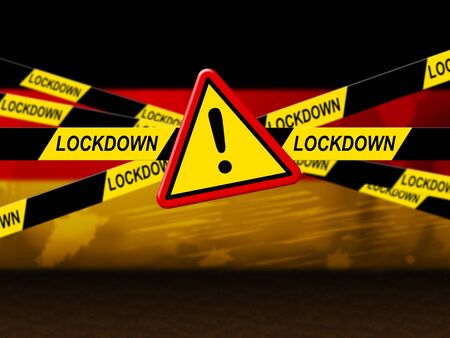 Germany lockdown stopping ncov epidemic or outbreak. Covid 19 German ban to isolate disease infection - 3d Illustrationの写真素材