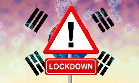 South Korea lockdown slowing ncov epidemic or outbreak. Covid 19 Korean ban to isolate disease...