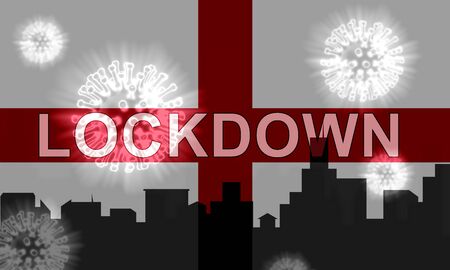 England lockdown confinement preventing coronavirus spread or outbreak. Covid 19 English precaution to lock down virus infection - 3d Illustrationの写真素材