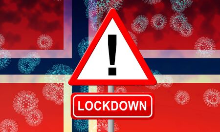 Norway lockdown stopping ncov epidemic or infection. Covid 19 Norwegian ban to isolate disease infection - 3d Illustrationの写真素材