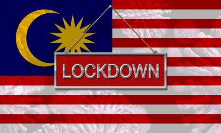 Malaysian lockdown stopping ncov epidemic or outbreak. Covid 19 Malaysia ban to isolate disease infection - 3d Illustrationの写真素材
