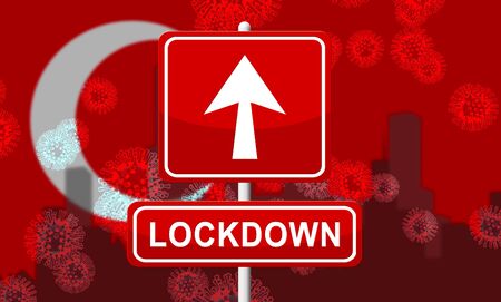 Turkey lockdown preventing covid19 epidemic and outbreak. Covid 19 Turkish precaution to isolate disease infection - 3d Illustrationの写真素材