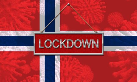 Norway lockdown stopping ncov epidemic or infection. Covid 19 Norwegian ban to isolate disease infection - 3d Illustrationの写真素材