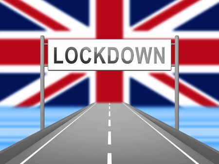 United Kingdom lockdown preventing coronavirus spread or outbreak. Covid 19 UK precaution to lock down virus infection - 3d Illustrationの写真素材