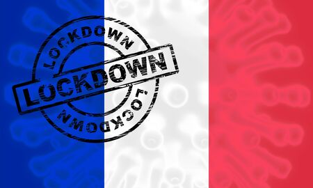 France lockdown to stop french ncov epidemic and outbreak. Covid 19 Precaution to isolate disease infection - 3d Illustrationの写真素材
