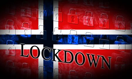 Norway lockdown stopping ncov epidemic or infection. Covid 19 Norwegian ban to isolate disease infection - 3d Illustrationの写真素材