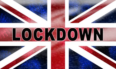 United Kingdom lockdown preventing coronavirus spread or outbreak. Covid 19 UK precaution to lock down virus infection - 3d Illustrationの写真素材