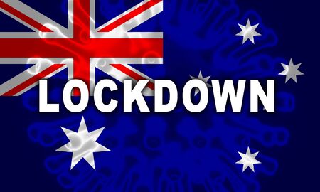 Australia lockdown preventing coronavirus epidemic or outbreak. Covid 19 Australian precaution to lock down disease infection - 3d Illustrationの写真素材