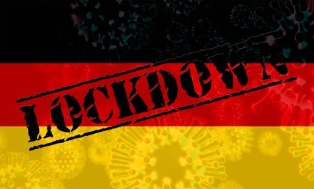 Germany lockdown to halt ncov epidemic or outbreak. Covid 19 German ban to isolate disease infection - 3d Illustrationの写真素材