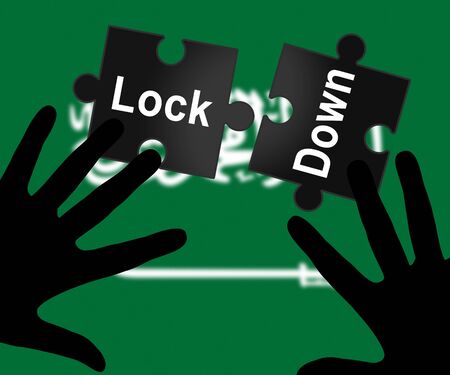 Saudi Arabia lockdown in solitary confinement or stay home. Arabian lock down from covid-19 pandemic - 3d Illustrationの写真素材