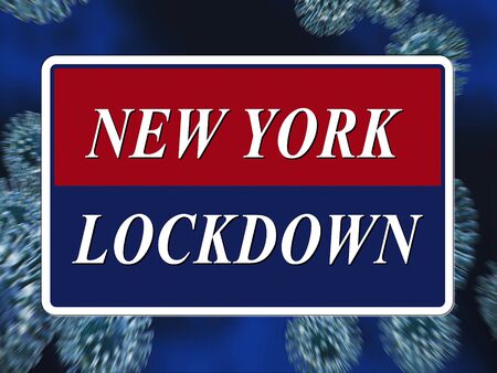 New York lockdown means confinement from coronavirus covid-19. Nyc solitary seclusion from covid19 with stay home restriction - 3d Illustrationの写真素材
