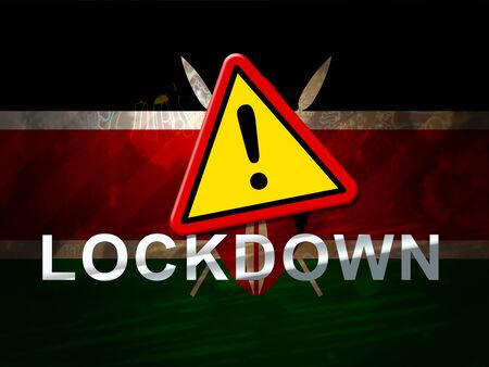 Kenya lockdown against coronavirus covid-19. Kenyan stay home order to enforce self isolation and stop infection - 3d Illustrationの写真素材