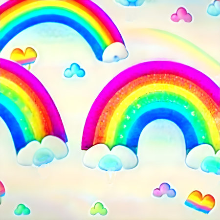 watercolor of cute rainbow cartoon patternの素材