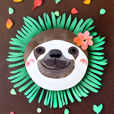 papercut cute doodle slothの素材