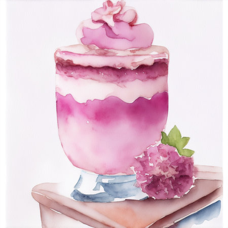 watercolor one glass of ice sweet pink drinkの素材