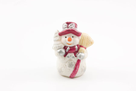 Snowman Christmas ornament isolated on whiteの写真素材