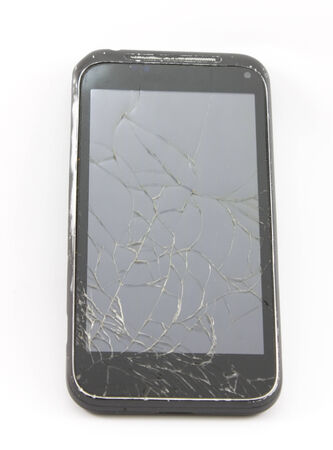 cell phone with a broken screenの写真素材