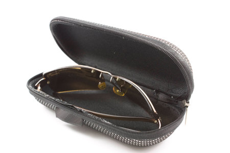 sunglasses and case on a white backgroundの写真素材