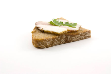 brown bread with hamの写真素材