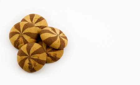 cookies with jam on white backgroundの写真素材