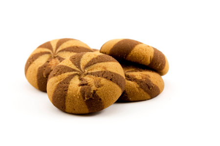 cookies with jam on white backgroundの写真素材