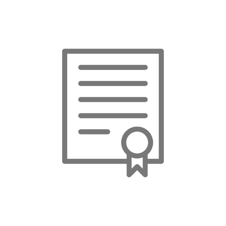 Vector certificate, signed document line icon. Symbol and sign illustration design. Isolated on white backgroundのイラスト素材