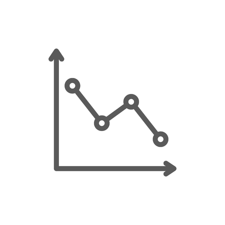 Vector down graph, analyzing chart patterns line icon. Symbol and sign illustration design. Isolated on white backgroundのイラスト素材