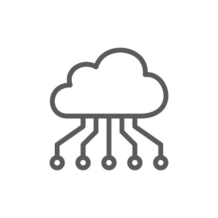 Vector cloud with closed contacts, blockchain f line icon. Symbol and sign illustration design. Isolated on white backgroundのイラスト素材