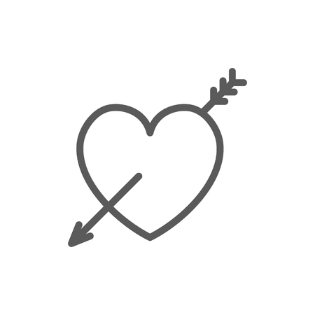 Vector heart with arrow, valentine day line icon. Symbol and sign illustration design. Isolated on white backgroundのイラスト素材