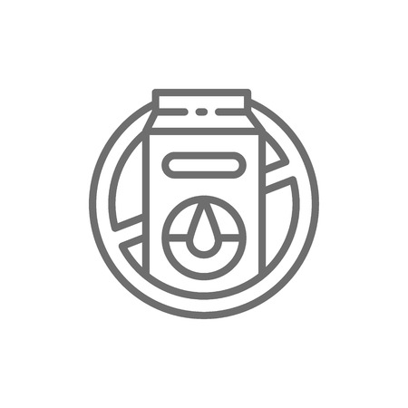 Vector forbidden sign with milk packaging, lactose allergy line icon. Symbol and sign illustration design. Isolated on white backgroundのイラスト素材