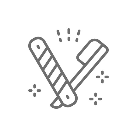 Vector straight razor, barber knife line icon. Symbol and sign illustration design. Isolated on white backgroundのイラスト素材