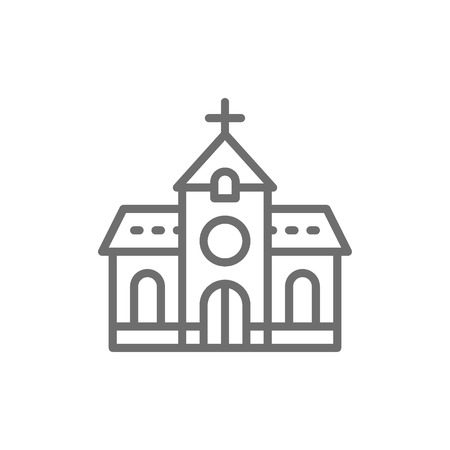 Church, chapel, temple line icon. Isolated on white backgroundのイラスト素材