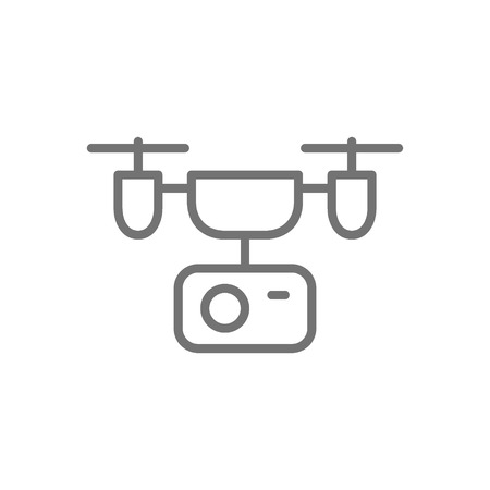 Drone with action camera, quadcopter, delivery line icon.のイラスト素材