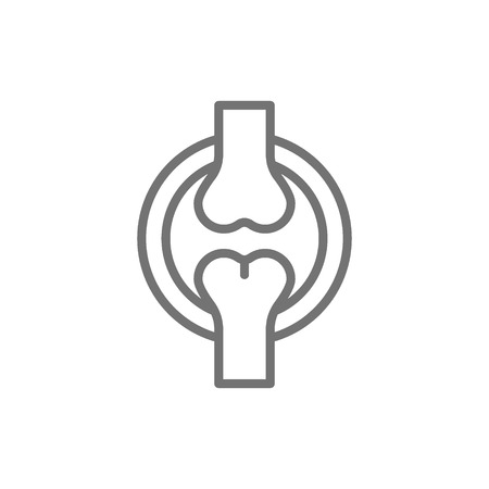 Knee joint, bones line icon.のイラスト素材