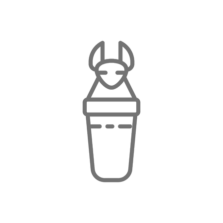 Ancient egyptian sarcophagus, Canopic jars line icon.のイラスト素材