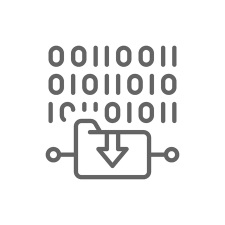 Vector folder coding, file upload line icon. Symbol and sign illustration design. Isolated on white backgroundのイラスト素材