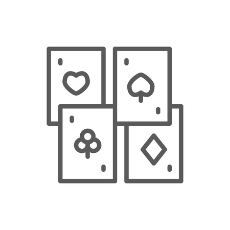 Playing cards, four suits line icon.のイラスト素材