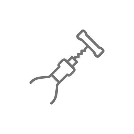 Vector bottle open with corkscrew line icon. Symbol and sign illustration design. Isolated on white backgroundのイラスト素材