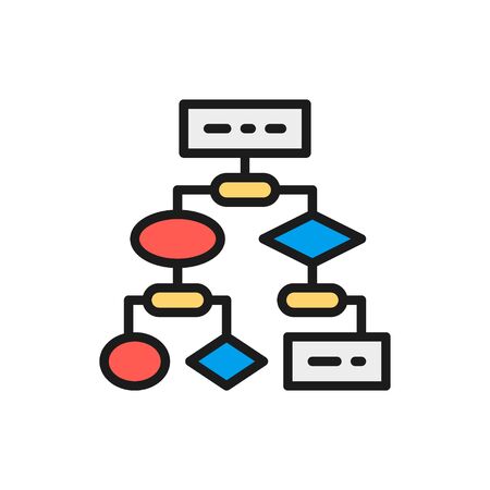 Vector algorithm, coding block schemes, api software flat color line icon. Symbol and sign illustration design. Isolated on white backgroundのイラスト素材