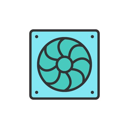 Vector computer fan flat color line icon.のイラスト素材