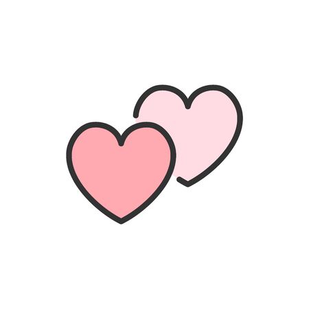 Vector hearts, favorite, positive feedback flat color line icon.のイラスト素材