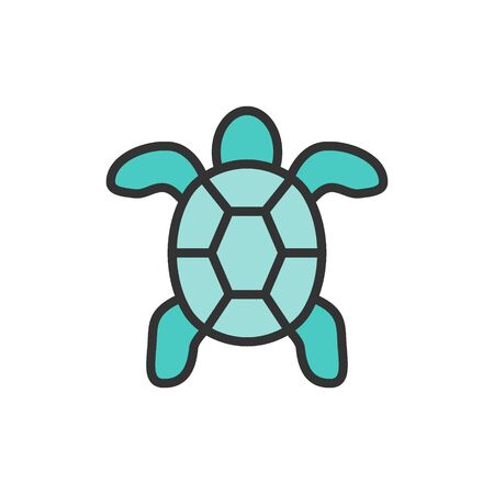 Vector turtle, aquatic animal flat color line icon.のイラスト素材