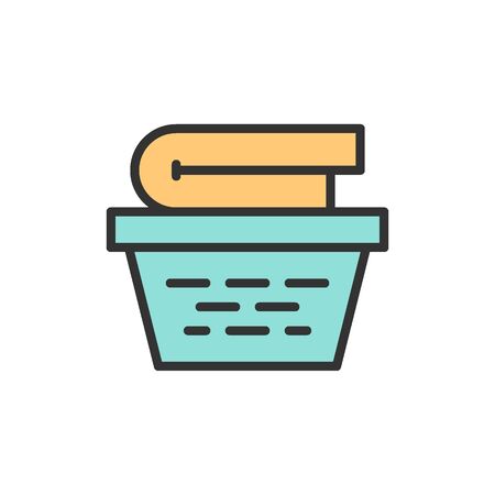 Vector laundry basket flat color line icon.のイラスト素材