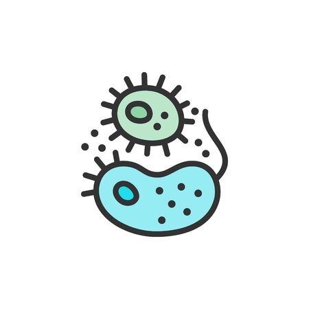 Vector bacteria, viruses, germs flat color line icon.のイラスト素材