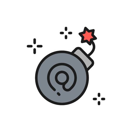 Email bomb, computer virus flat color line icon.のイラスト素材
