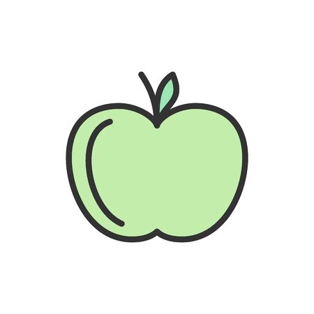 Vector apple, fruit flat color line icon. Symbol and sign illustration design. Isolated on white backgroundのイラスト素材