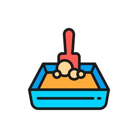 Vector sand tray and shovel flat color icon. Symbol and sign illustration design. Isolated on white backgroundのイラスト素材