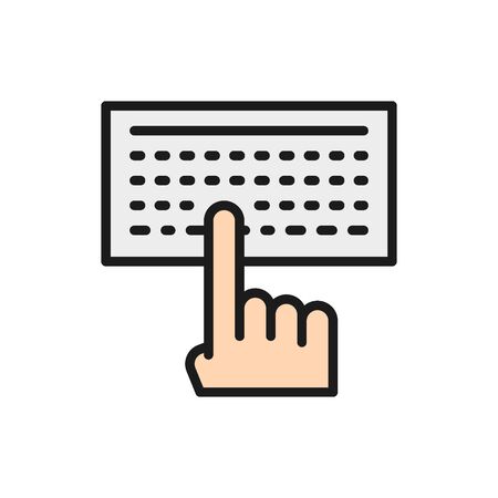 Man typing text on keyboard flat color icon.のイラスト素材